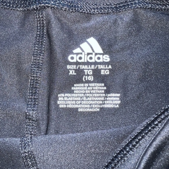 Nwt Girls Adidas Black White Climalite Elastic waist bike shorts XL 16 Stretch - Picture 9 of 10